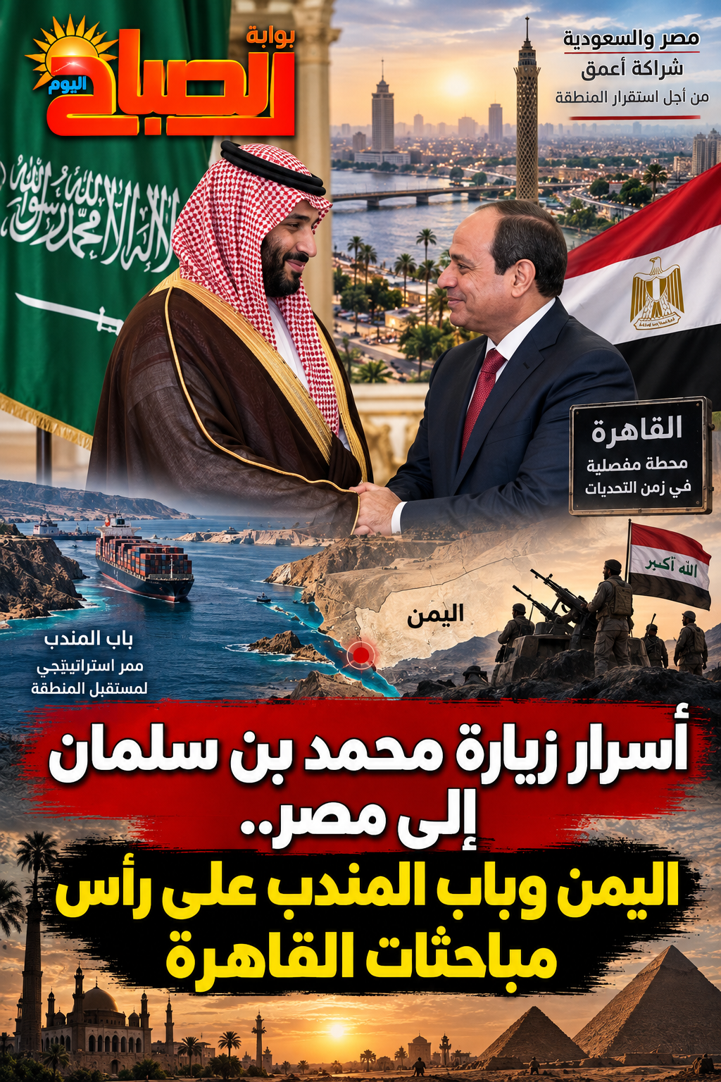 أسرار زيارة محمد بن سلمان إلى مصر.. اليمن وباب المندب على رأس مباحثات القاهرة